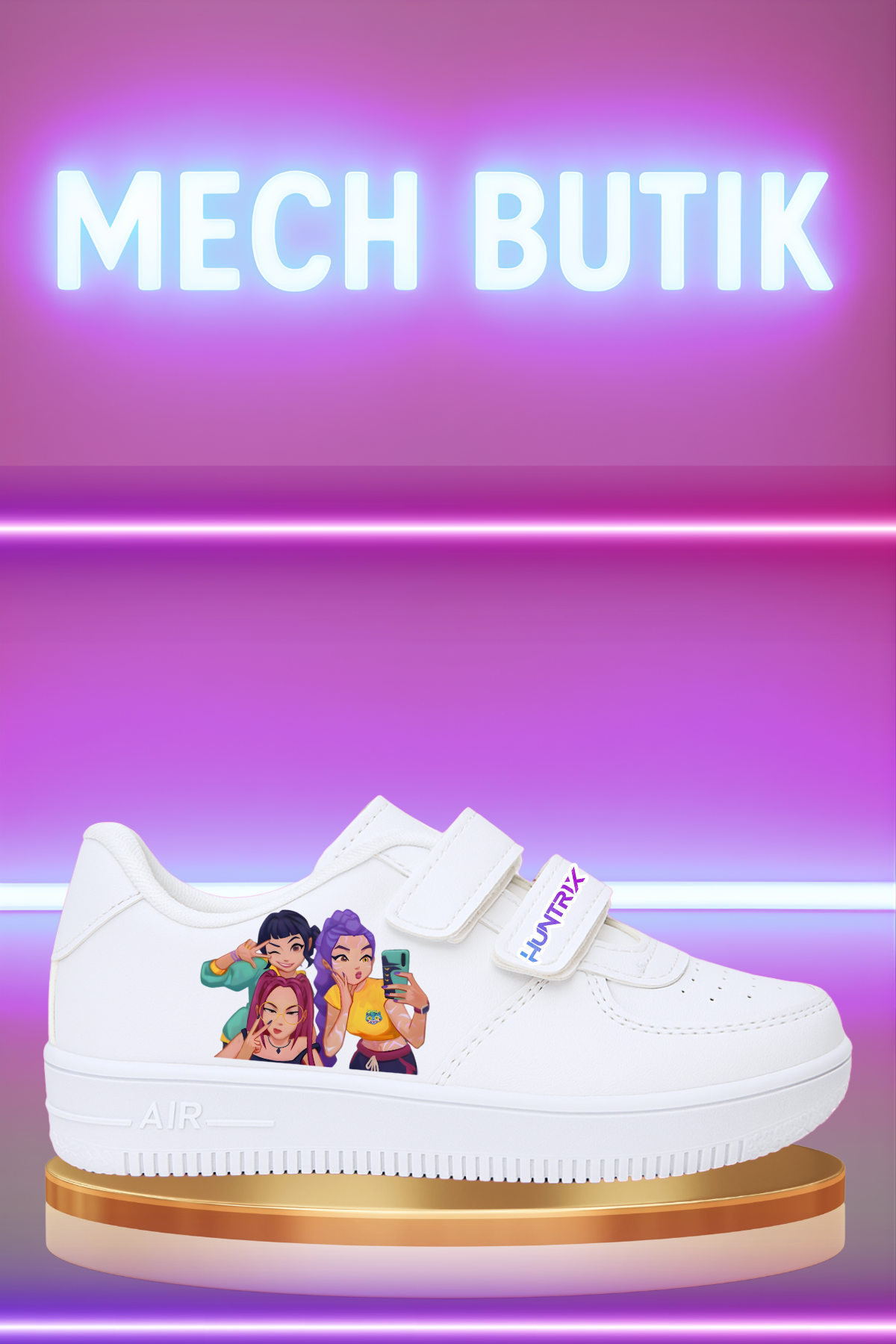 Huntrix Cp Baskılı Beyaz Çırtlı Spor Ayakkabı 