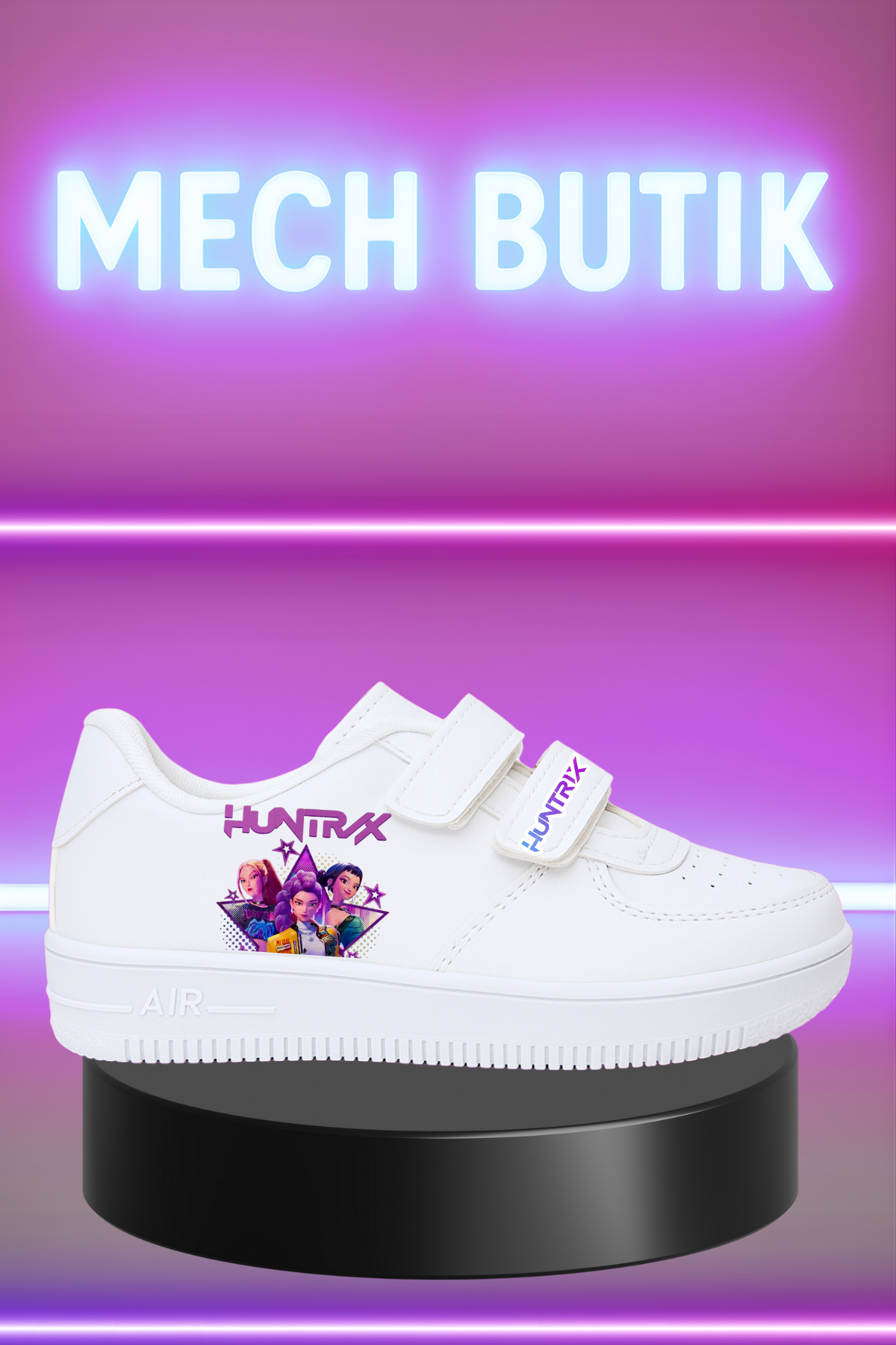 Huntrix Yıldız Baskılı Beyaz Çırtlı Spor Ayakkabı 