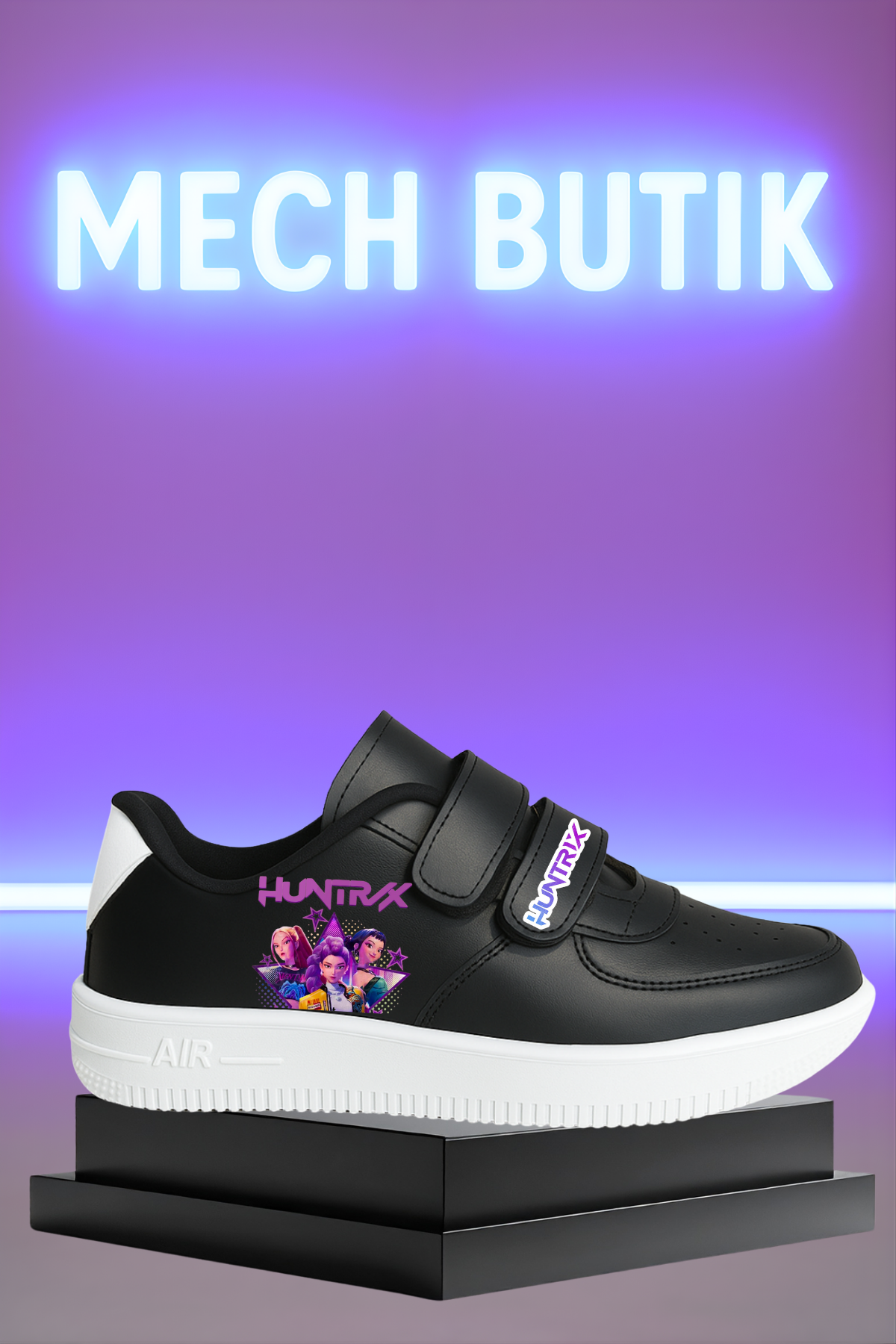 Huntrix Yıldız Baskılı Siyah Çırtlı Spor Ayakkabı 