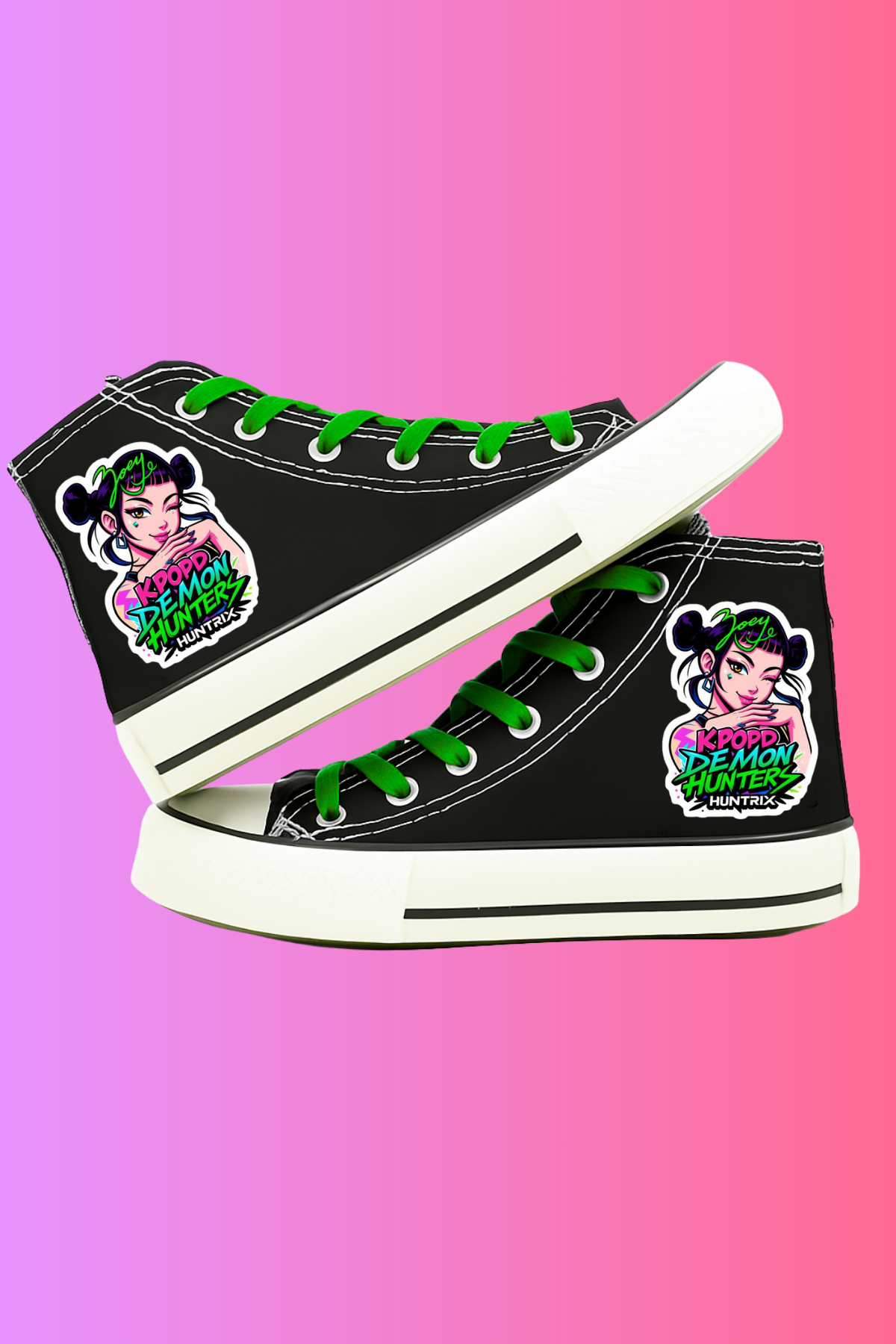 Huntrix Zoey Baskılı Siyah Bilekli Keten Ayakkabı Sneaker