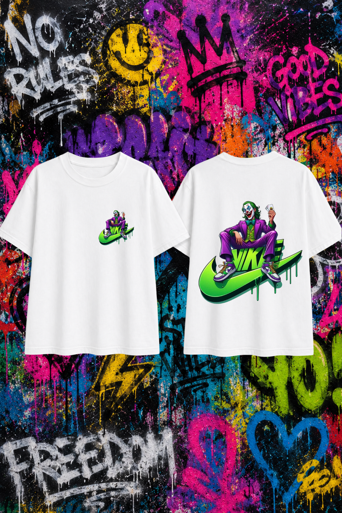 Joker Baskılı Beyaz Unisex Tişört  Tshirt