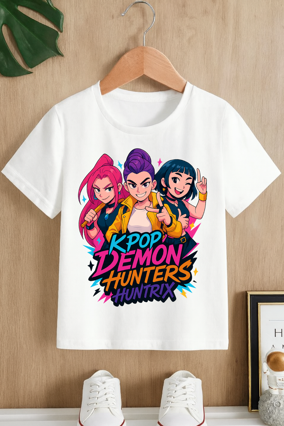 K-Pop Demon Hunters K-pop Baskılı Beyaz Tişört