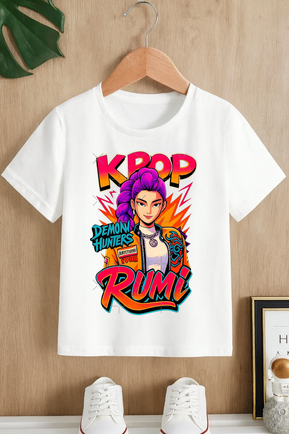 K-Pop Demon Hunters Rumi Baskılı Beyaz Tişört