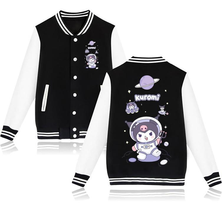 Kuromi Astronot Bakılı Siyah Kolej Ceket 