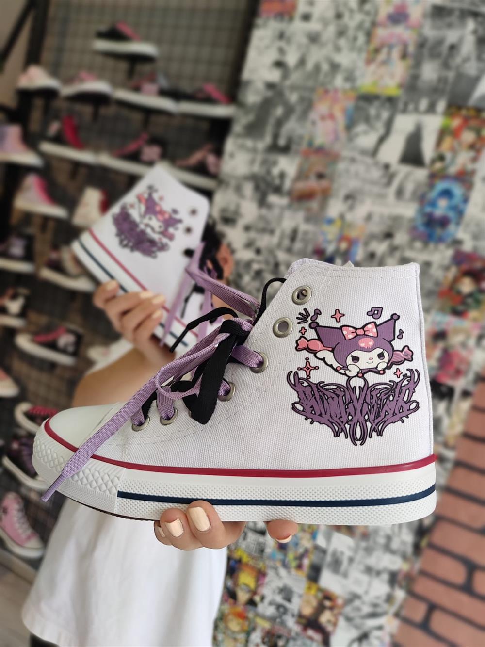 Kuromi Baskılı Beyaz Bilekli Spor Ayakkabı Sneakers