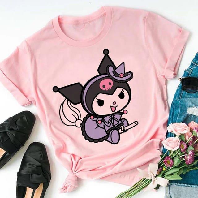 Kuromi Baskılı Pembe Kız Çocuk Tshirt