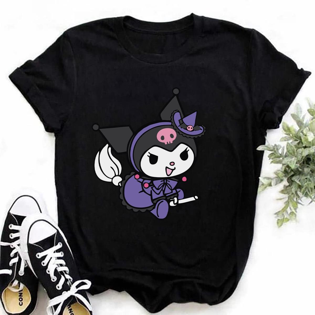 Kuromi Baskılı Siyah Tshirt Tişört