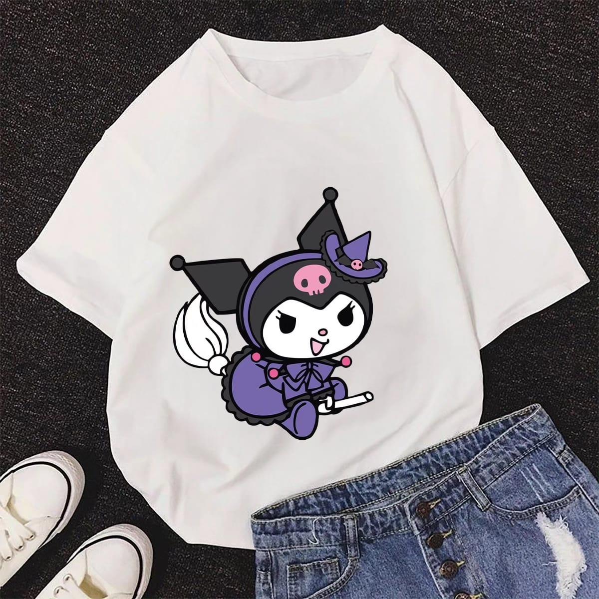 Kuromi Büyük Baskılı Beyaz Tshirt Tişört