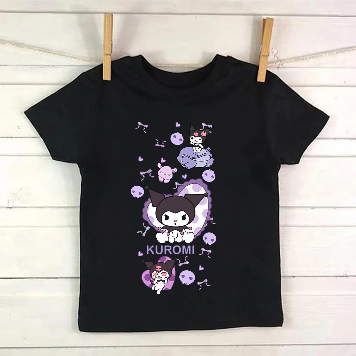 Kuromi Çoklu Baskılı Siyah Tshirt Tişört