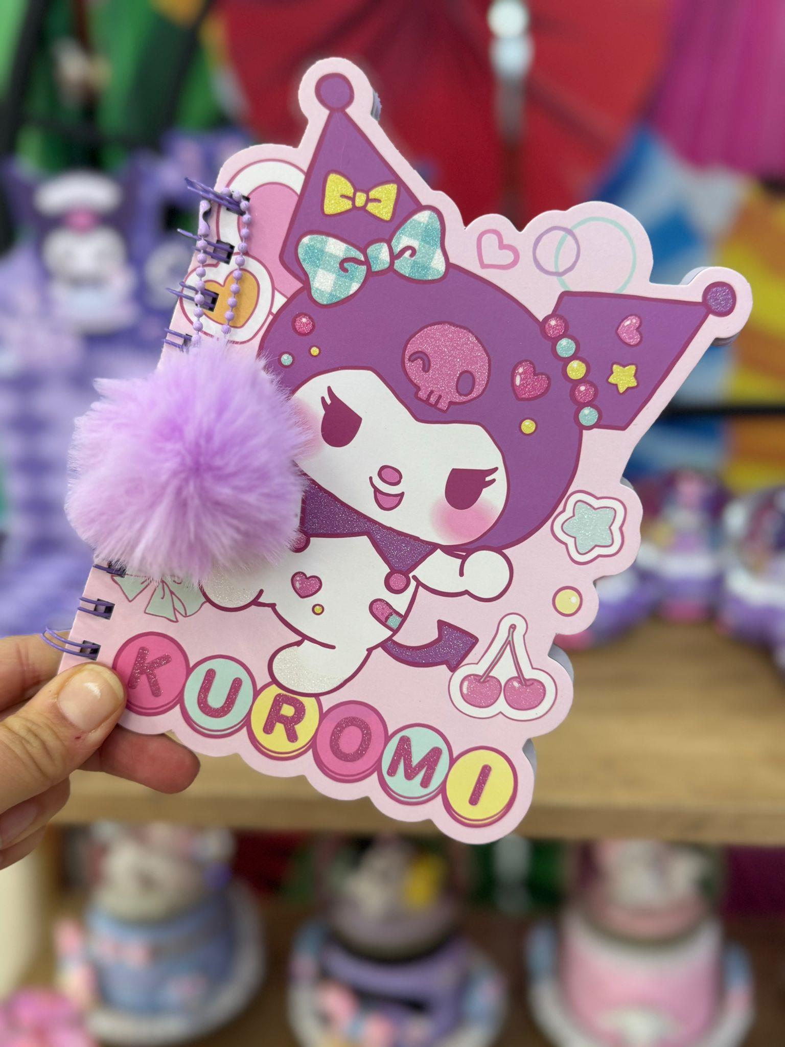 Kuromi Kirazlı Peluş Süslü Çizgili