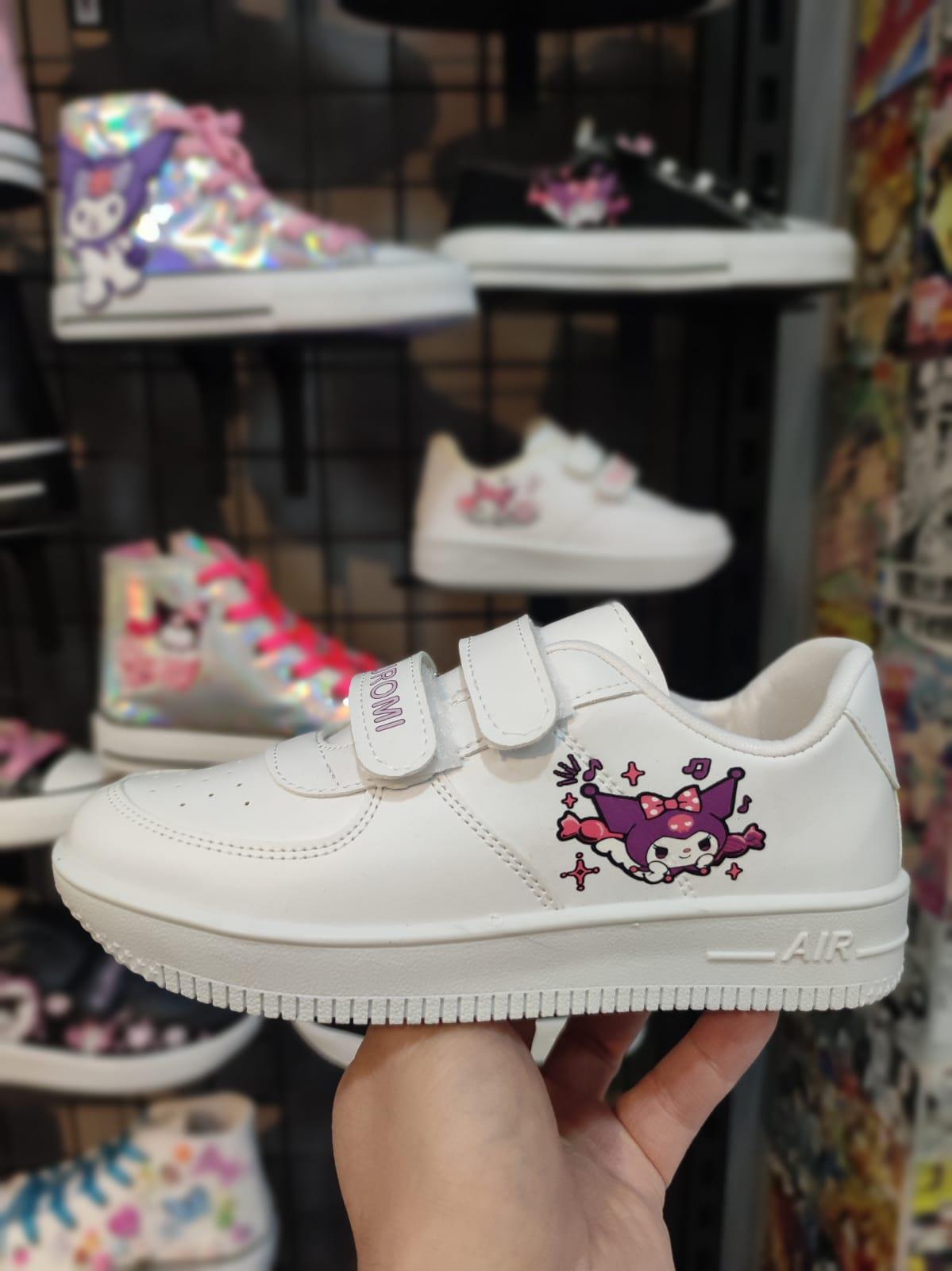 Kuromi Saçaklı Baskılı Beyaz Çırtlı Spor Ayakkabı Sneaker 