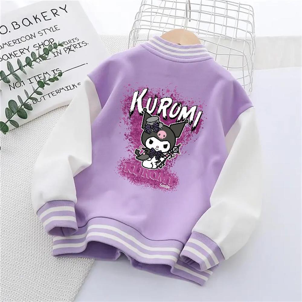 Kuromi Smile Baskılı Lila Kolej Mont