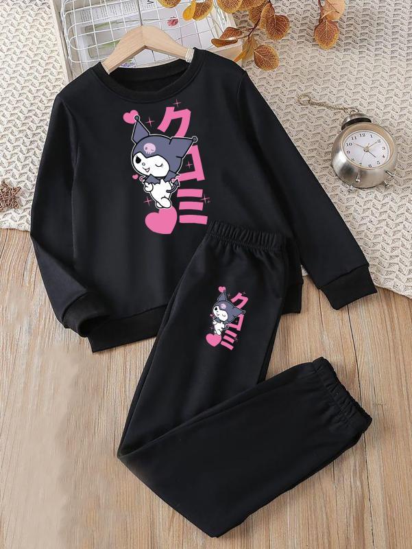 Kuromi Yeni Sezon Baskılı Siyah  Kışlık Kalın Kumaş Eşofman Takım (jpn harf)