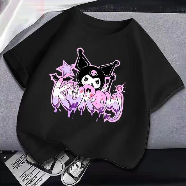 Kuromi Yeni Sezon Baskılı Siyah Tshirt Tişört