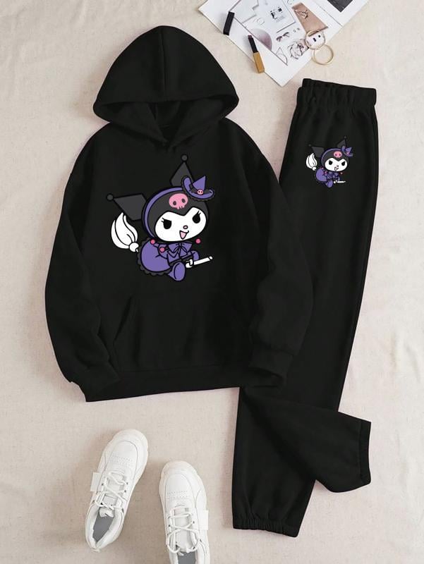 Kuromi(y) Baskılı Kapüşonlu Üst Eşofman Takım 