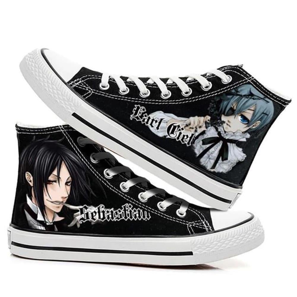 Kuroshitsuji Black Butler Sebastina Anime Baskılı Siyah Komple Baskılı Spor Ayakkabı Sneaker