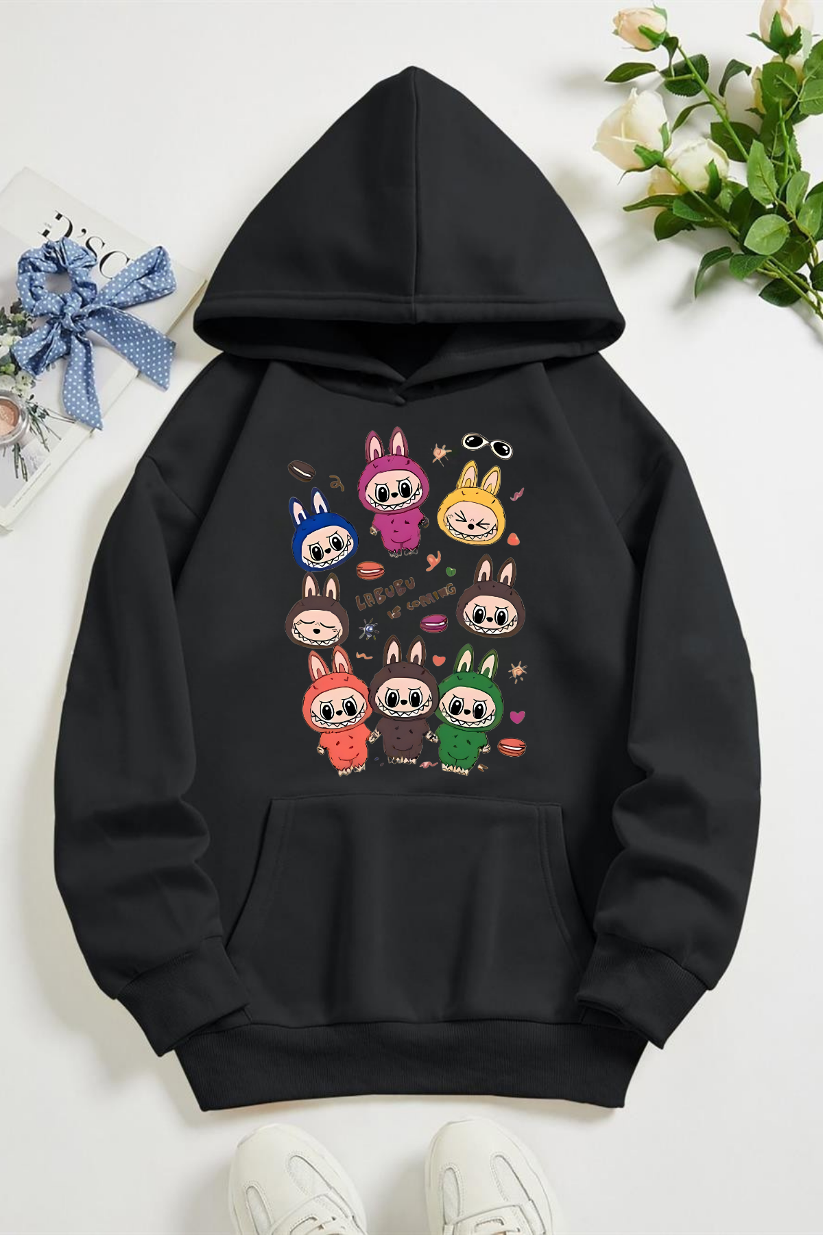 Labubu Comeing Baskılı Kapüşonlu Sweatshirt Hoodie
