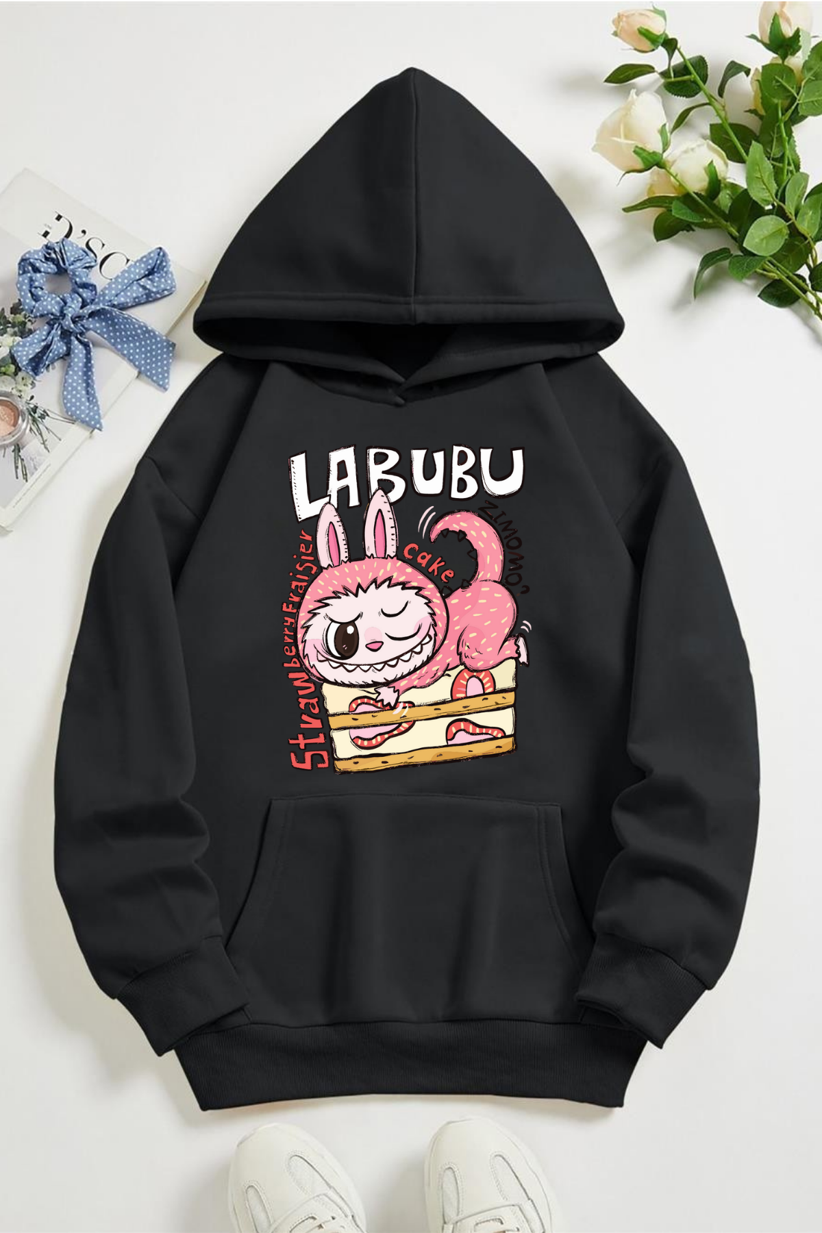 Labubu Zimomo Baskılı Kapüşonlu Sweatshirt Hoodie