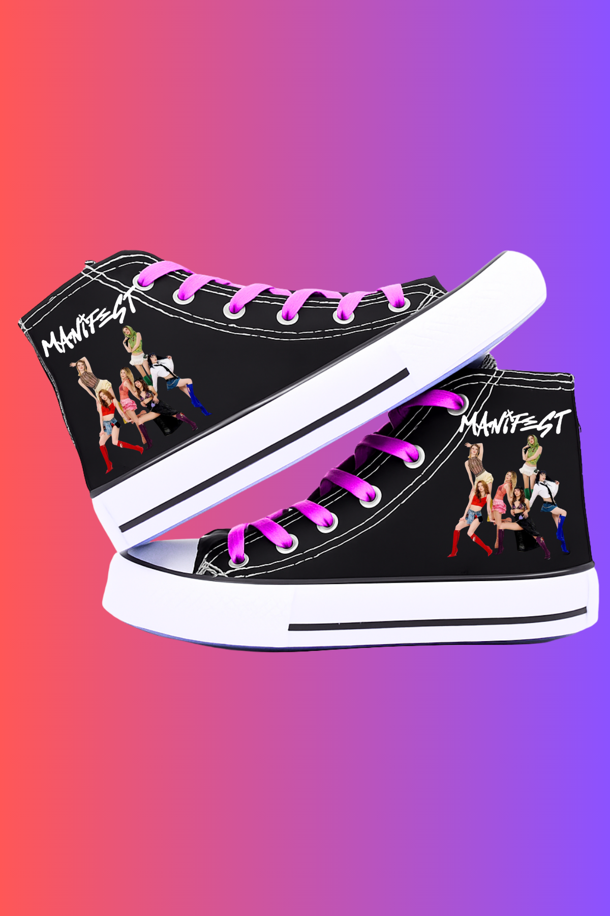 Manifest Baskılı Siyah Bilekli Renkli Bağcık Hediyeli Spor Ayakkabı Sneaker(2)