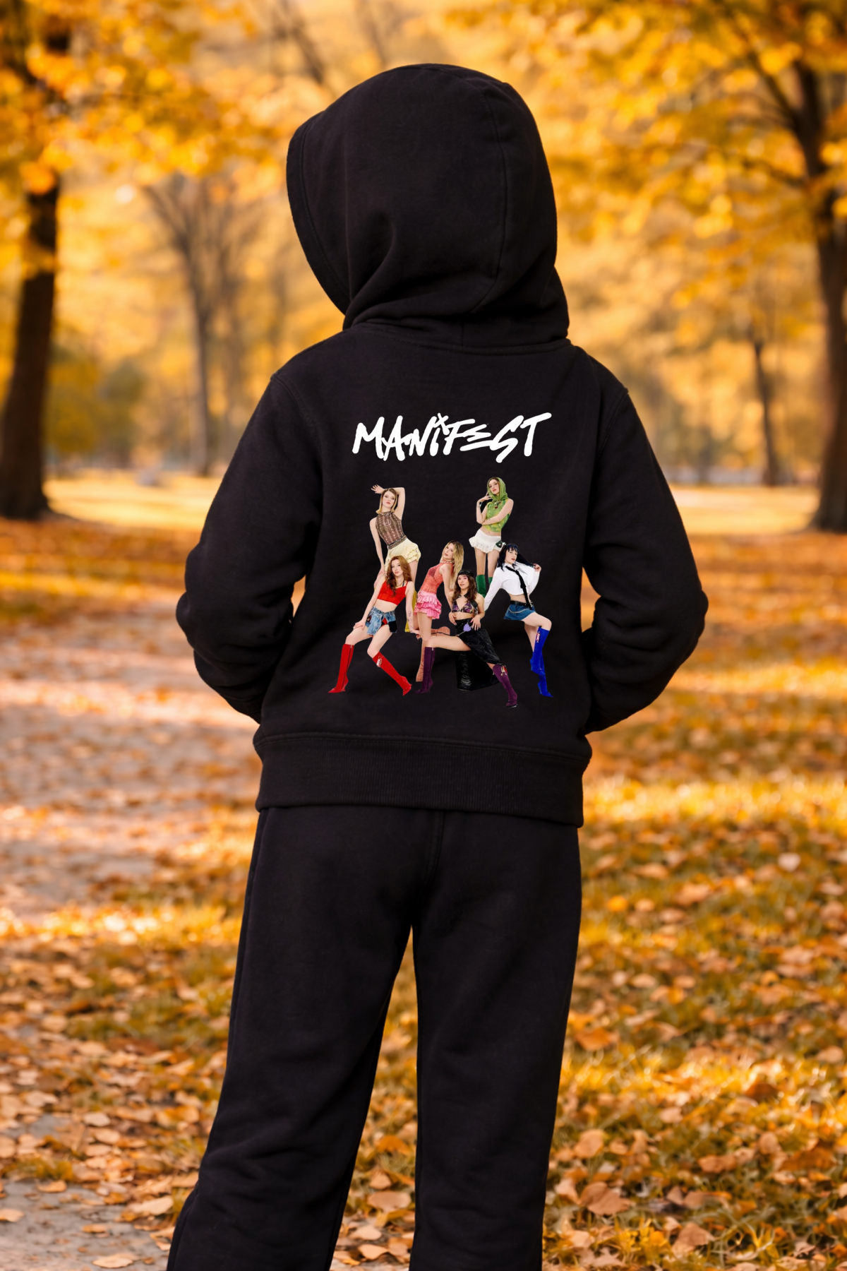 Manifest Baskılı Siyah Fermuarlı Kapüşonlu Hırka Sweatshirt (1)
