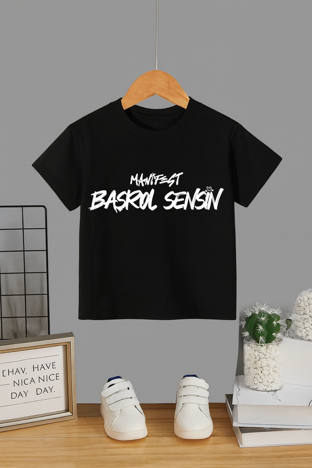 Manifest Başrol Sensin Baskılı Siyah Tişört Tshirt