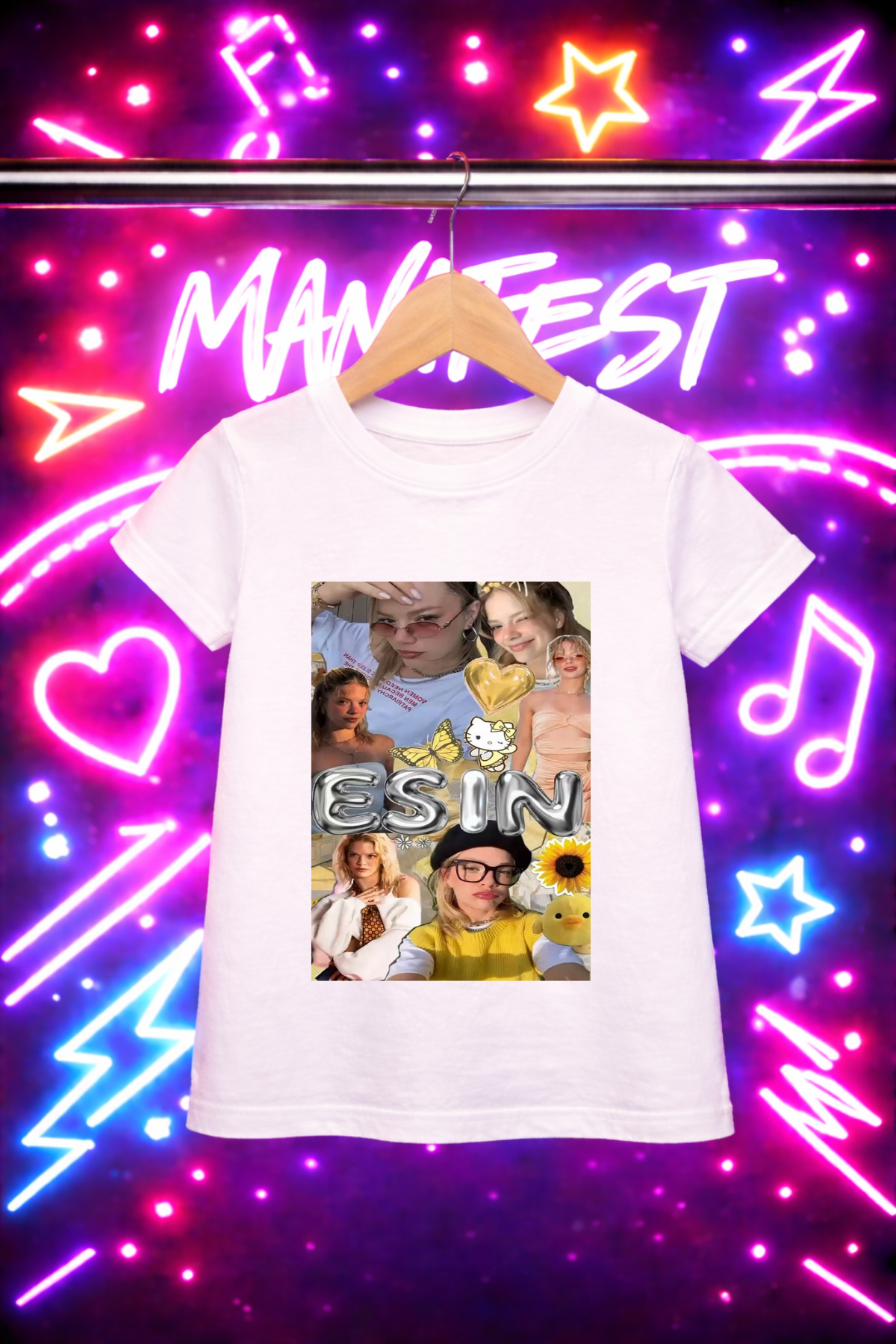 Manifest Esin Baskılı Beyaz Tişört