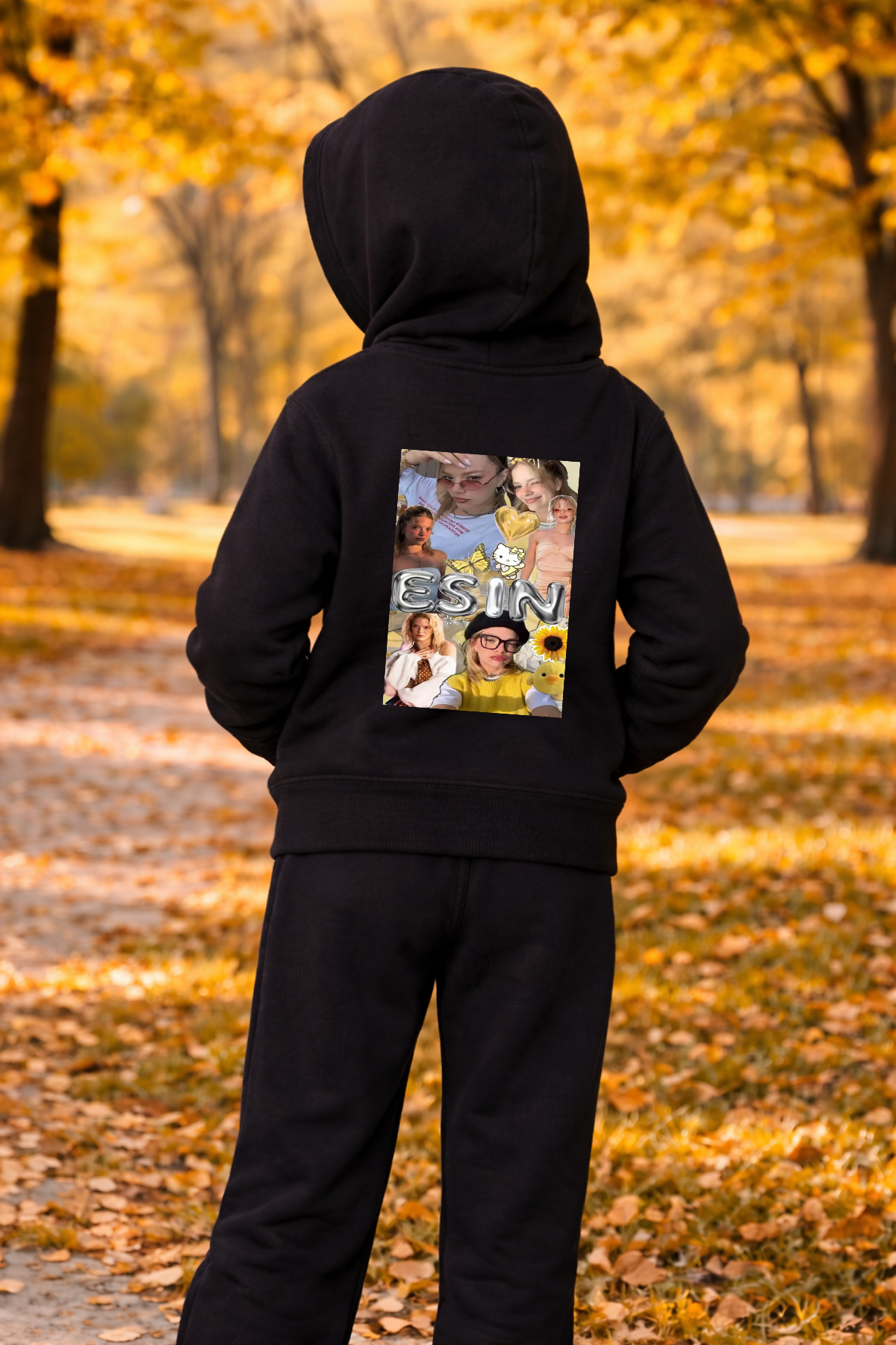 Manifest Esin Baskılı Siyah Fermuarlı Kapüşonlu Hırka Sweatshirt (4)