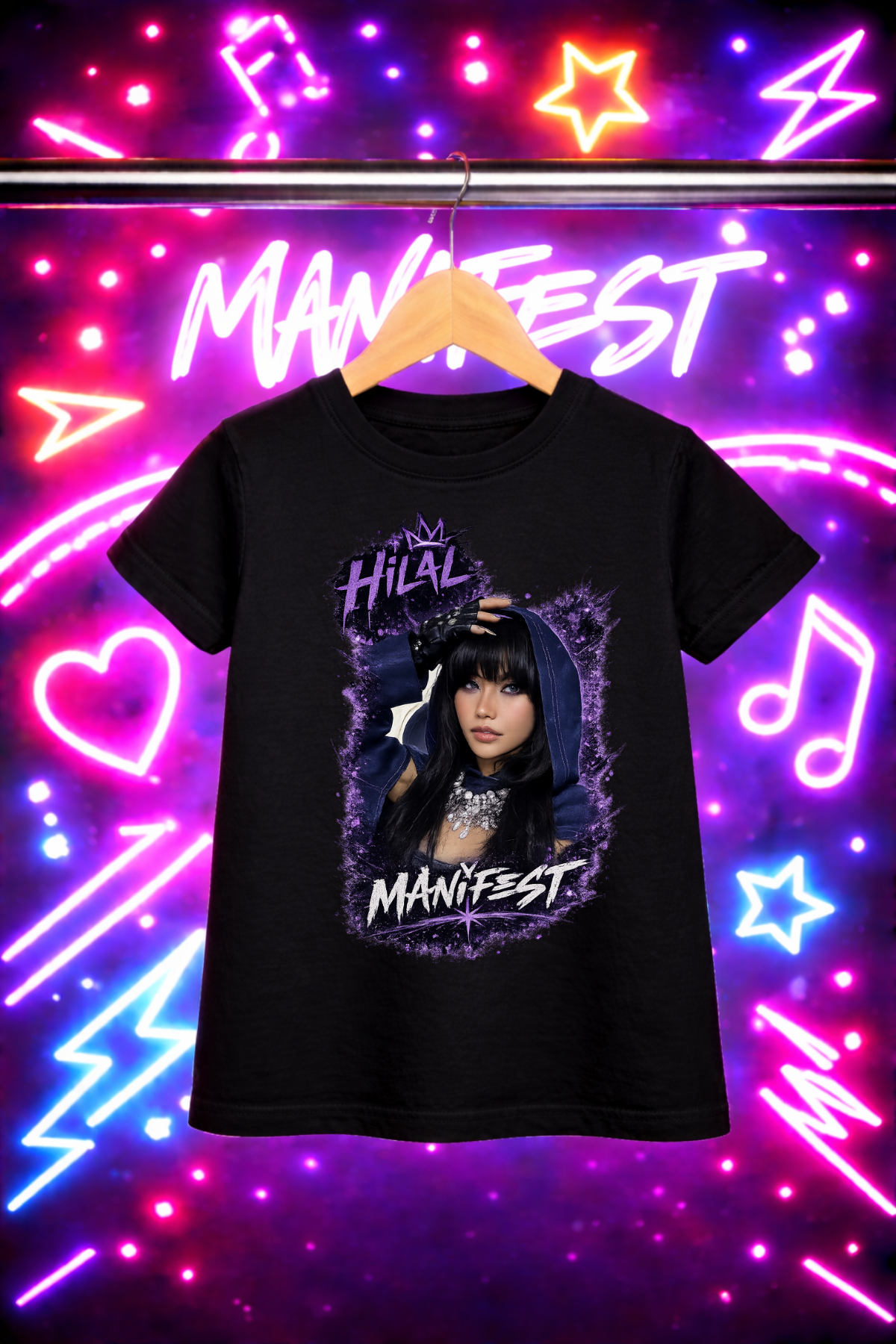 Manifest Hilal Yeni Baskılı Siyah Tişört Tshirt