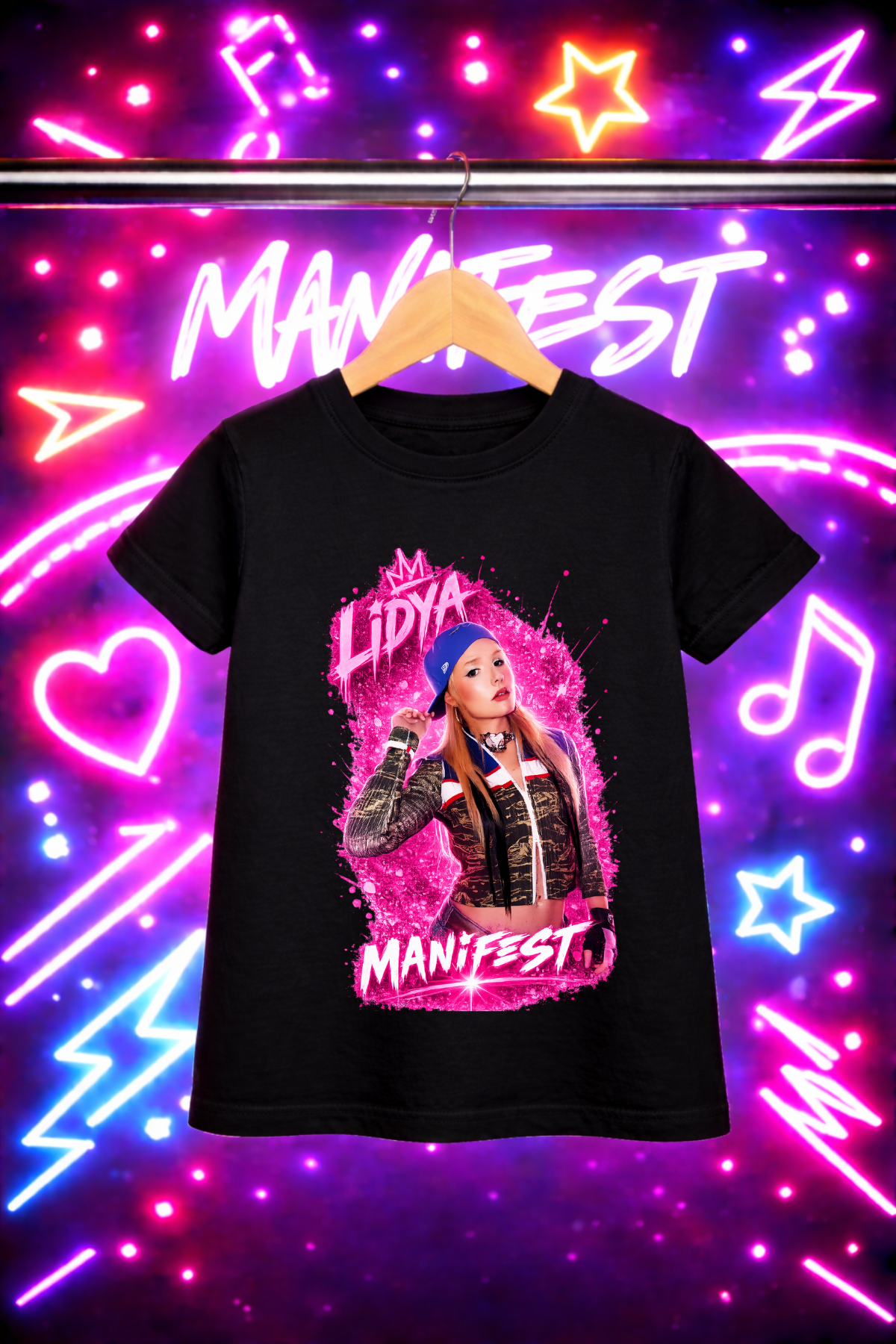 Manifest Lidya Yeni Baskılı Siyah Tişört Tshirt