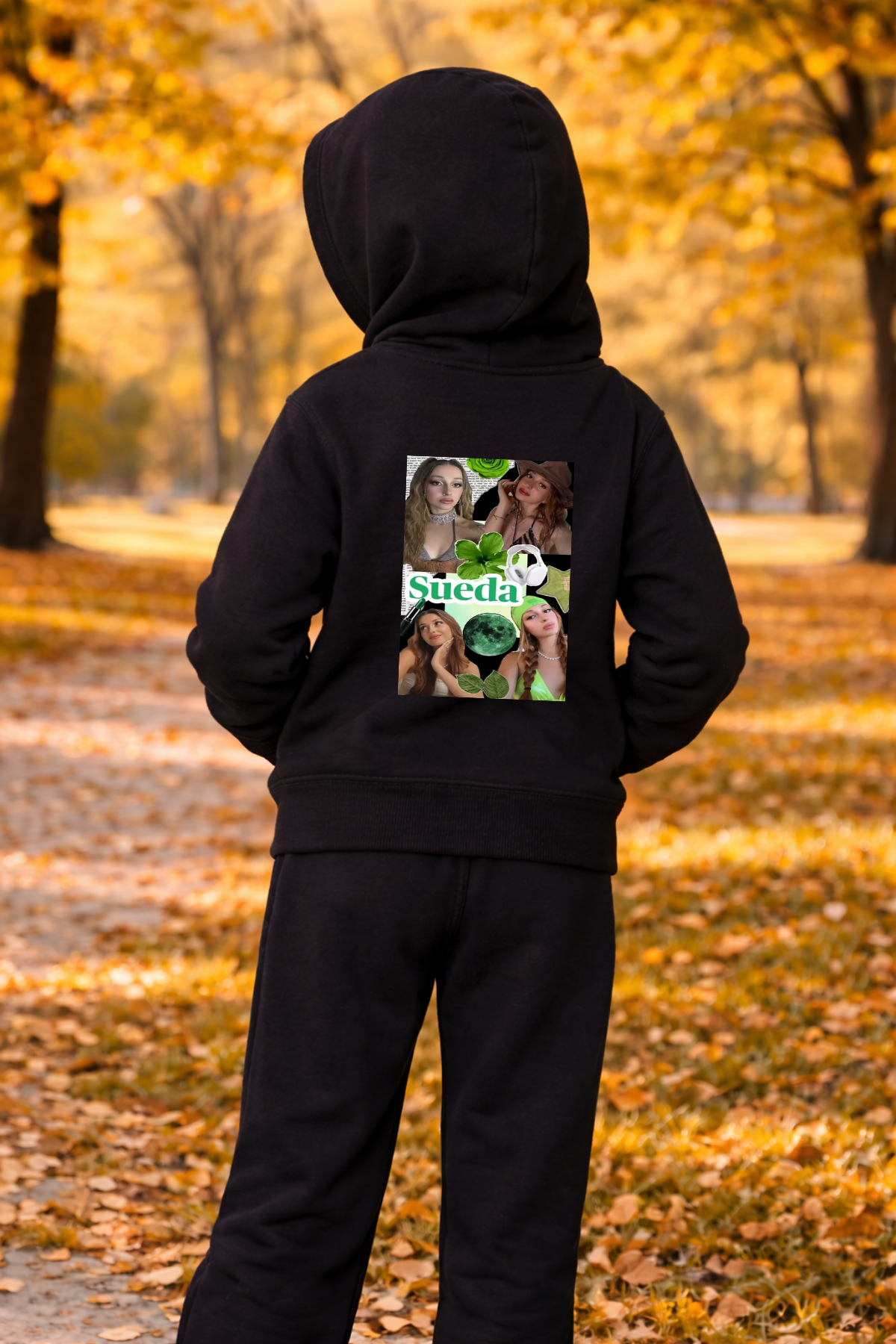 Manifest Sueda Baskılı Siyah Fermuarlı Kapüşonlu Hırka Sweatshirt (4)