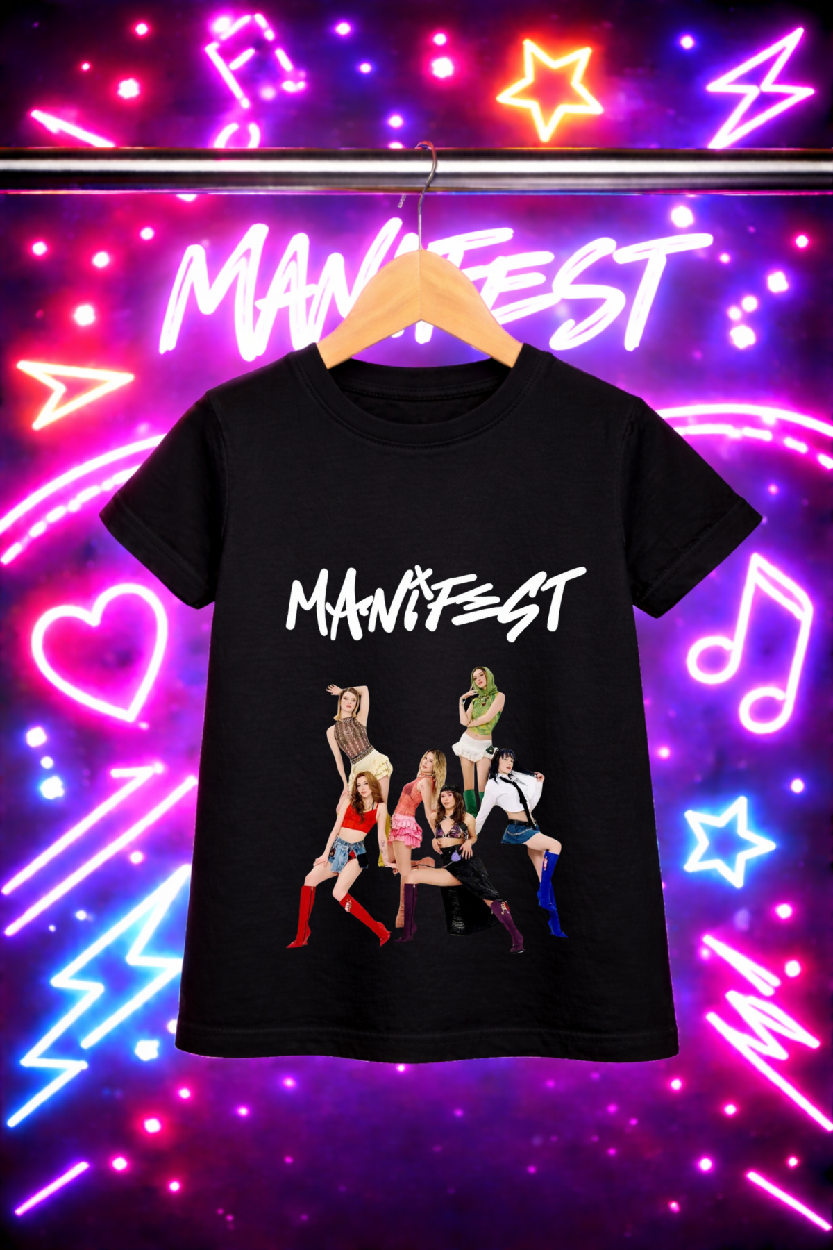 Manifest Yeni Baskılı Siyah Tişört