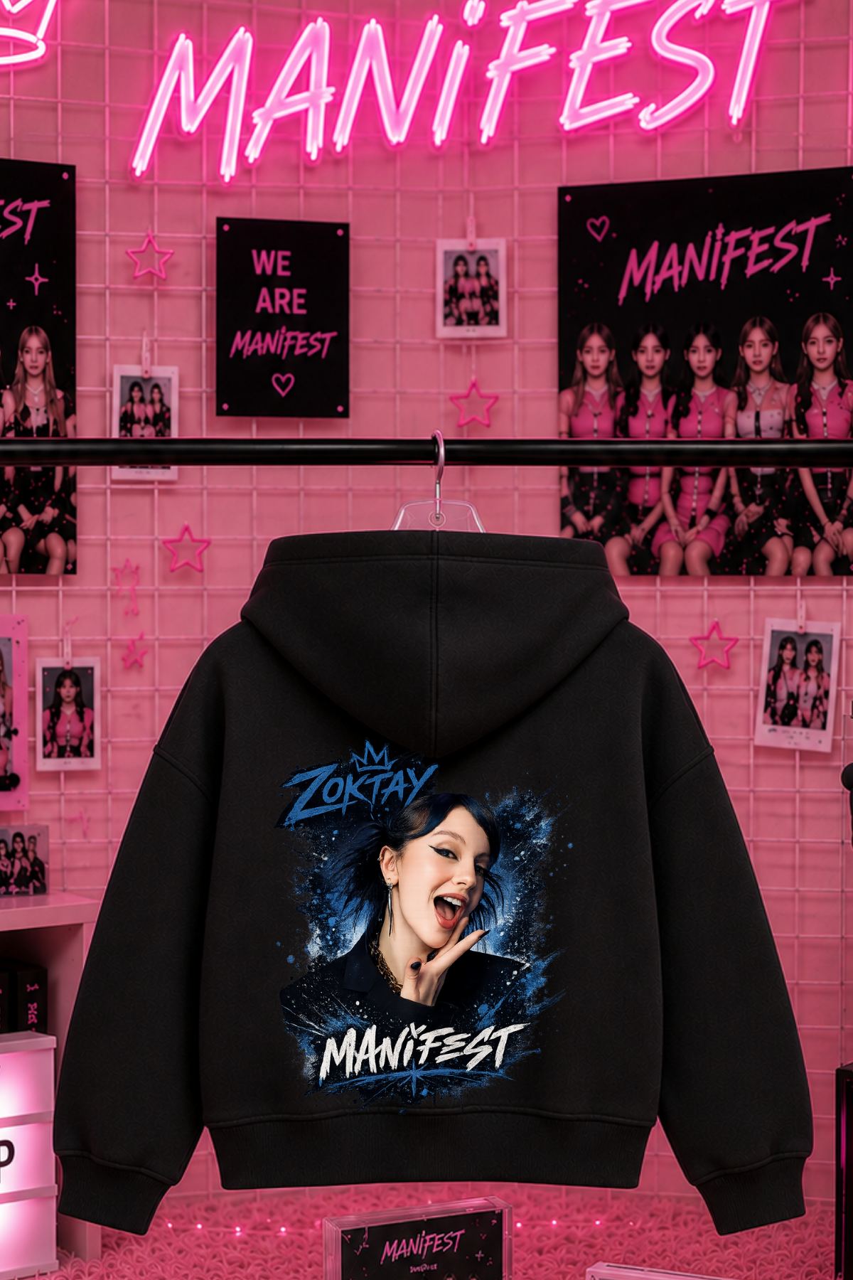 Manifest Zoktay Tek Baskılı Siyah 3 İplik Şardonsuz Sweatshirt