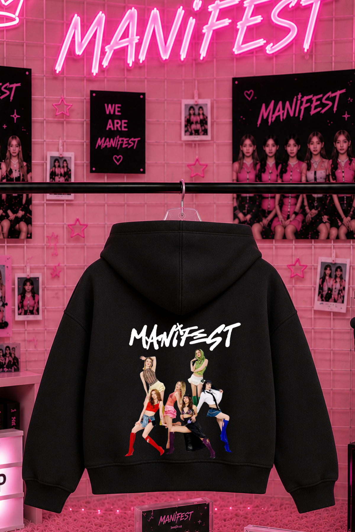 Manifest(3) Baskılı Siyah 3 İplik Şardonsuz Sweatshirt