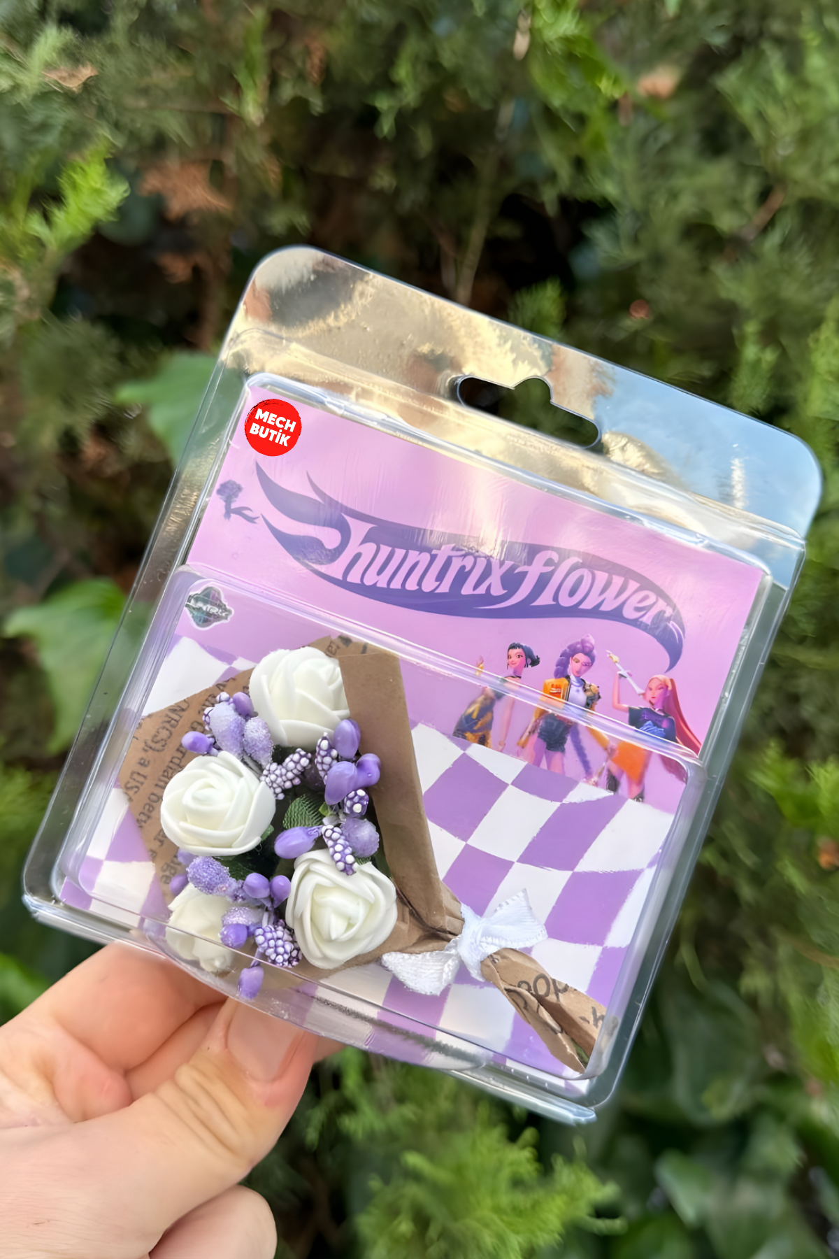 Mini Buket Huntrix Flowers Lila Tasarım Koleksiyonluk,Hediyelik Demon Hunter Çiçek Buketi Tasarım