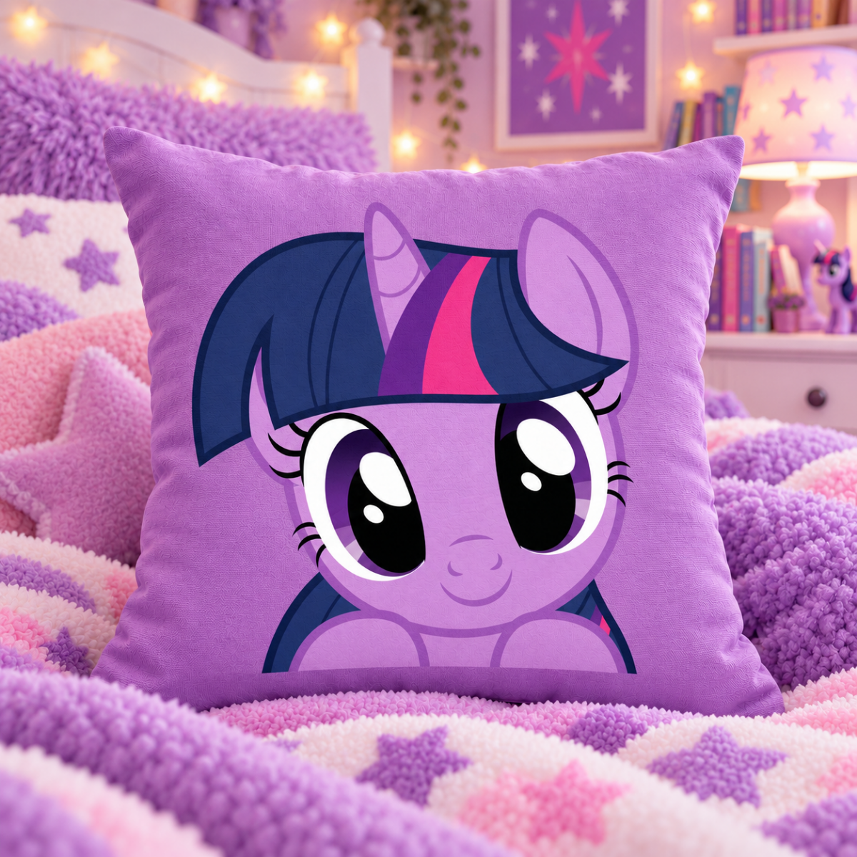 My Little Pony Twilight Sparkle Baskılı Mor Renk Yumuşacık Yastık Kırlent(KILIF DEĞİLDİR ELYAF DOLGULU YASTIKTIR)