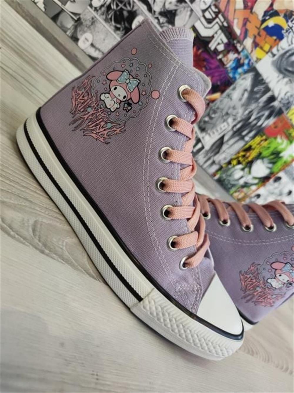 My Melody Saçaklı Pembe Baskılı LİLA Bilekli Spor Ayakkabı Snekaer