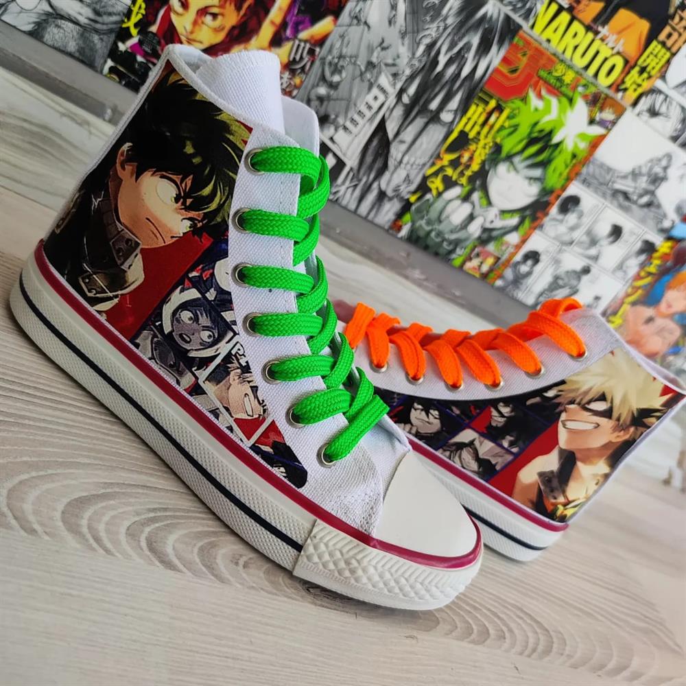 Myhero Academia Baskılı Beyaz Bilekli Spor Ayakkabı Sneaker