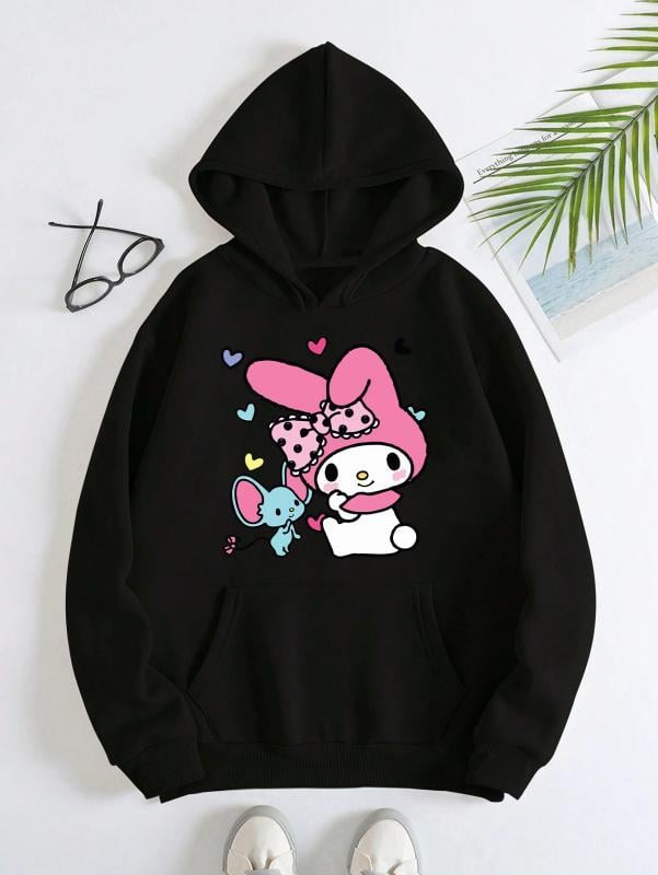 Mymelody Kalp Baskılı  Kız Çocuk siyah Sweatshirt
