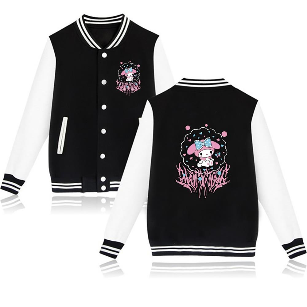 Mymelody Saçaklı Baskılı Siyah/Beyaz Kolej Mont