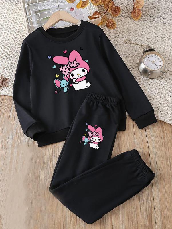 Mymelody Yeni Sezon Baskılı Siyah  Kışlık Kalın Kumaş Eşofman Takım 