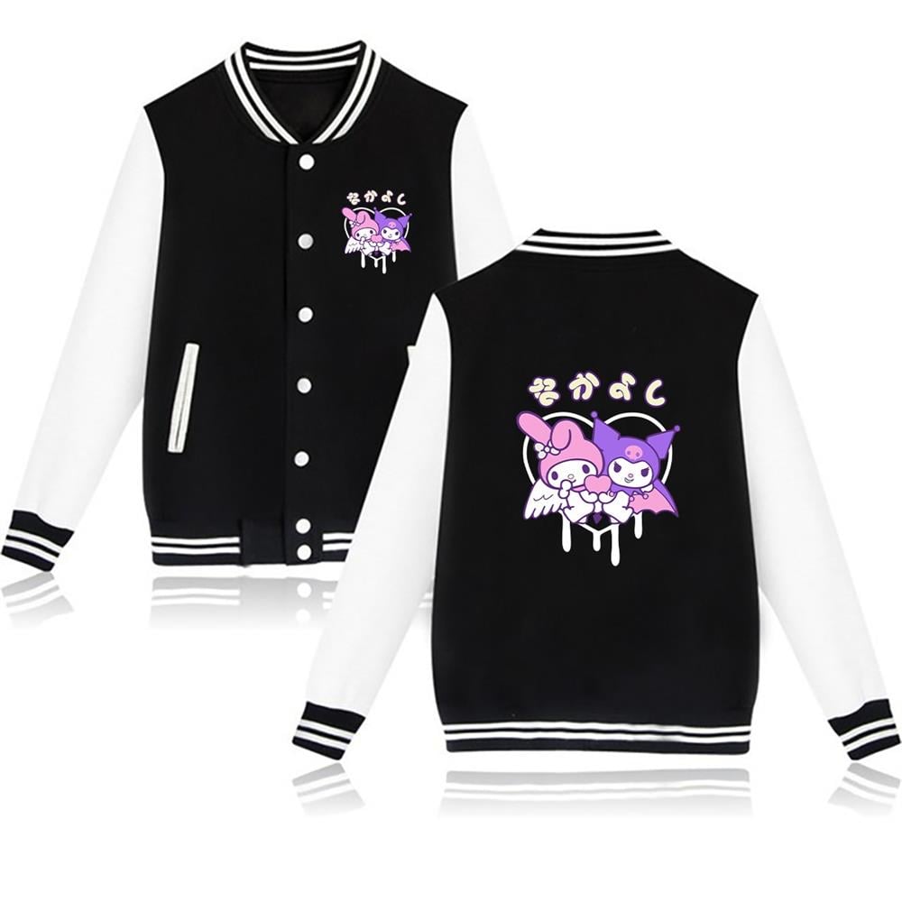 Mymelody&Kuromi Baskılı Siyah/Beyaz Kolej Mont