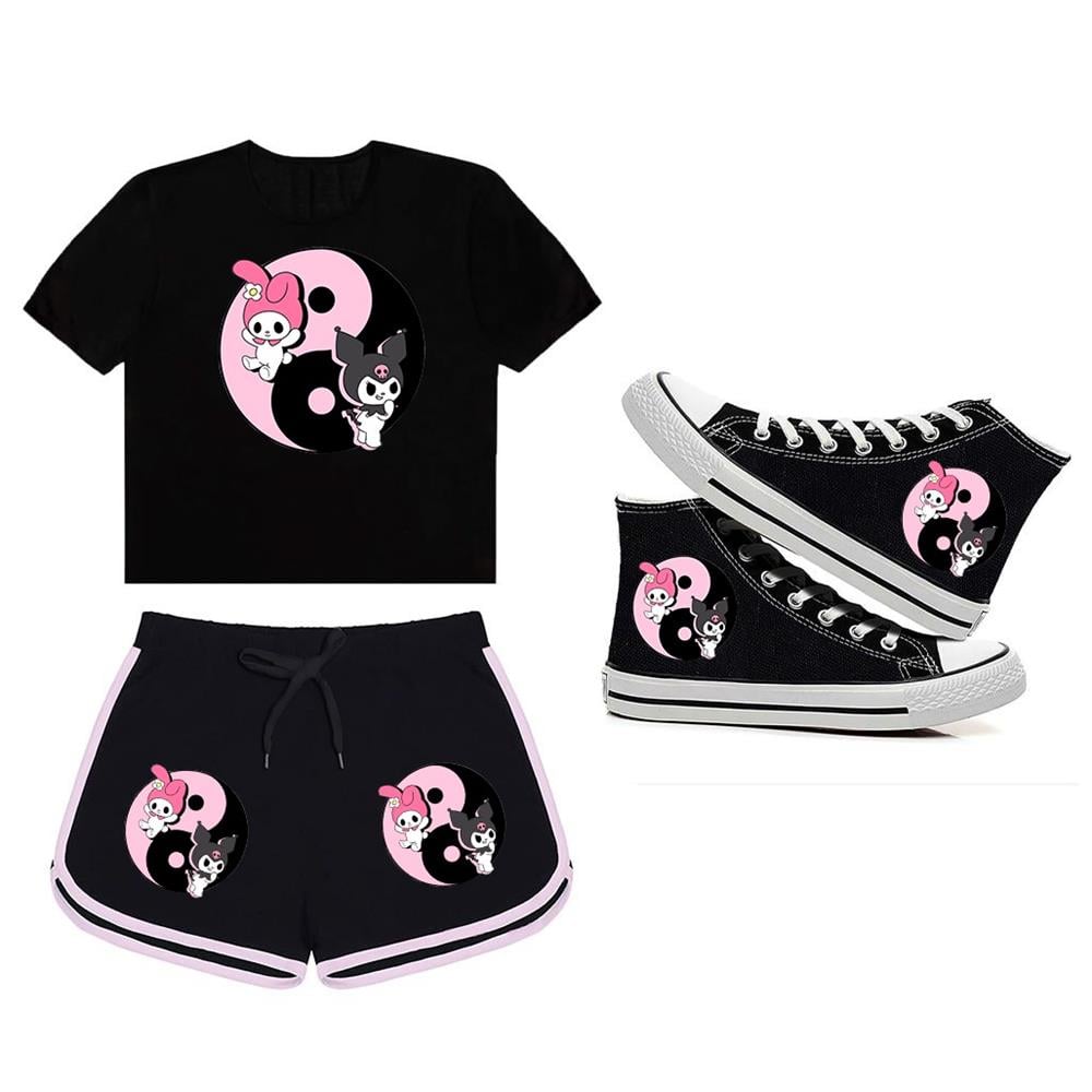 MyMelody&Kuromi Yinyang Ayakkabı,Şort,Tshirt Kombin