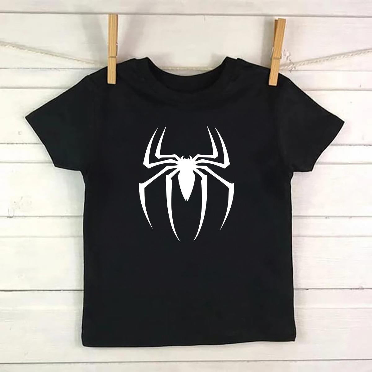 Örümcek Baskılı Siyah Tshirt Tişört