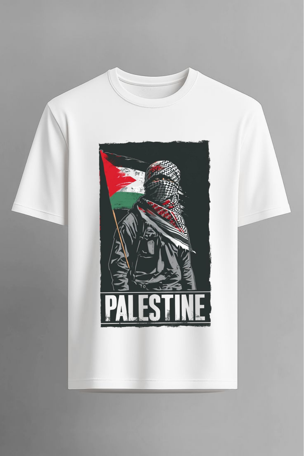 Palestine Flistin Baskılı Beyaz Unisex 24-1 Süprem Penye Beyaz Tişört Tshirt