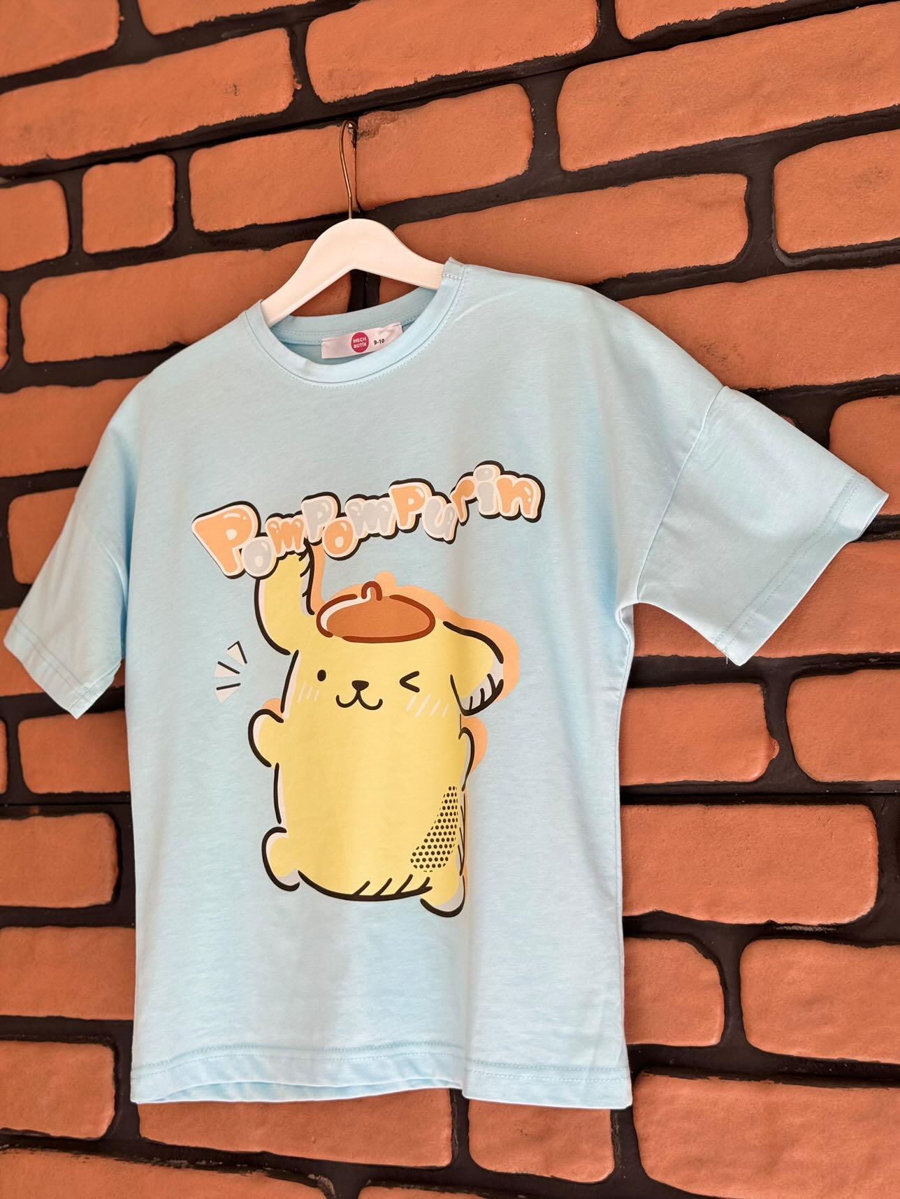 Pompompurin Baskılı Bebek Mavisi Tshirt Tişört