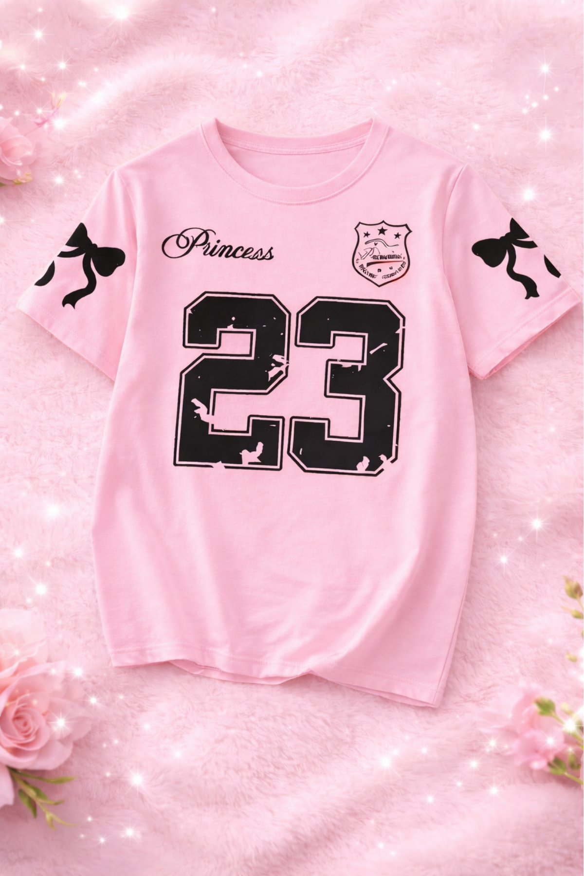 Princess Baskılı Pembe Unisex Tişört Tshirt