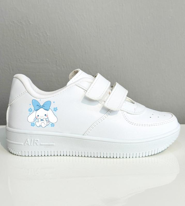 Sevimli Tavşan Baskılı Beyaz Çırtlı Spor Ayakkabı Sneaker