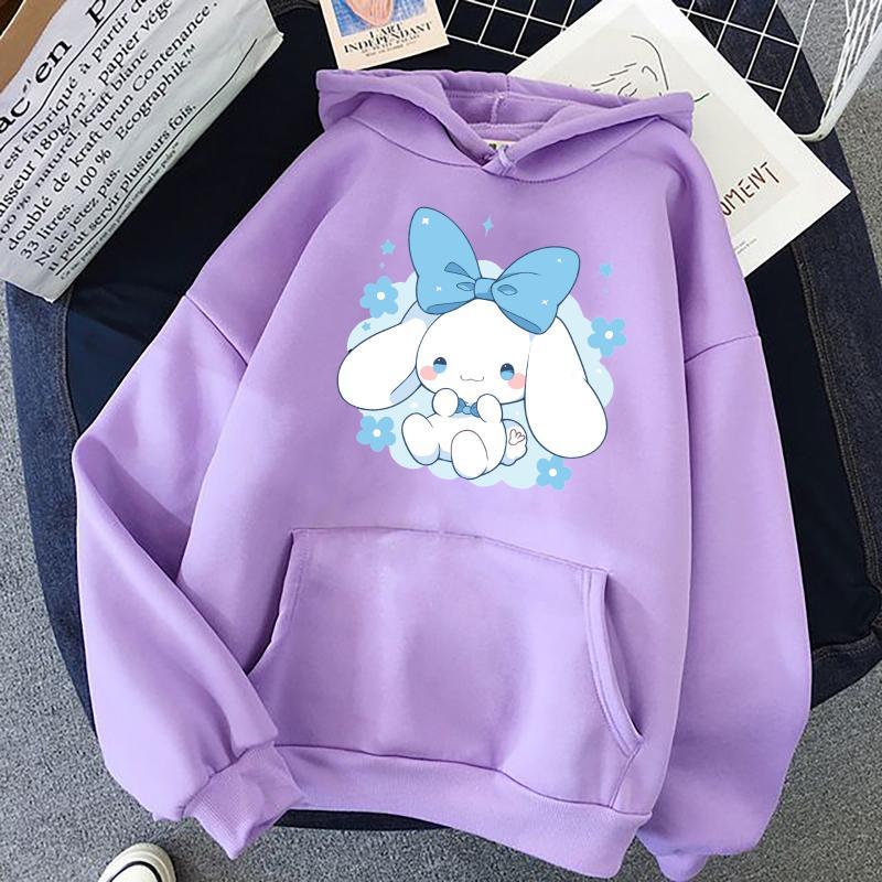 Sevimli Tavşan Baskılı Lila Kız Çocuk Sweatshirt