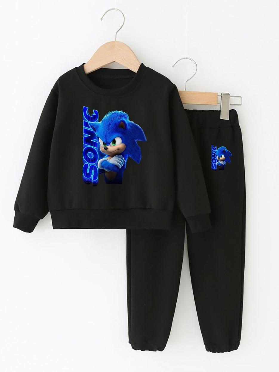 Sonic Baskılı Siyah Eşofman Takımı