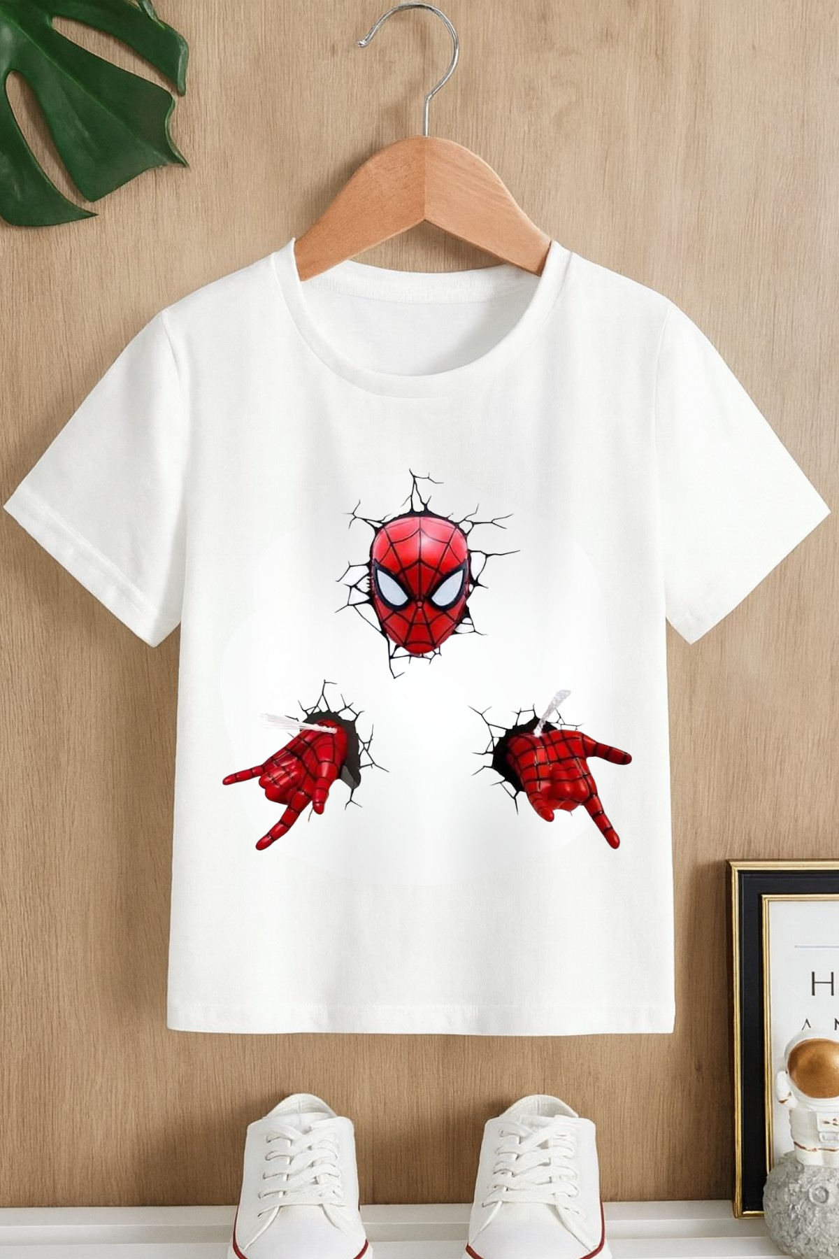 Spiderman Baskılı Beyaz T-shirt Tişört 